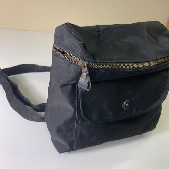 Vintage 90s GAP Black Nylon Zip Closure Square Backpack 9" x 9" - Picture 10 of 15